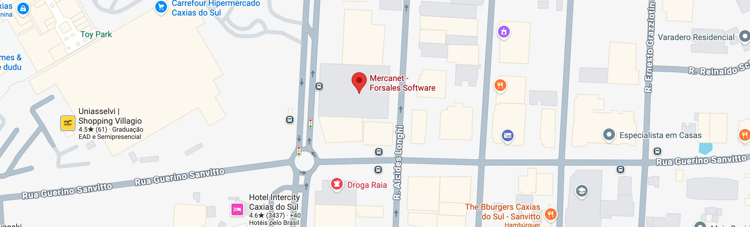 Mapa com a localização da Mercanet em Caxias do Sul — abrir no Google Maps