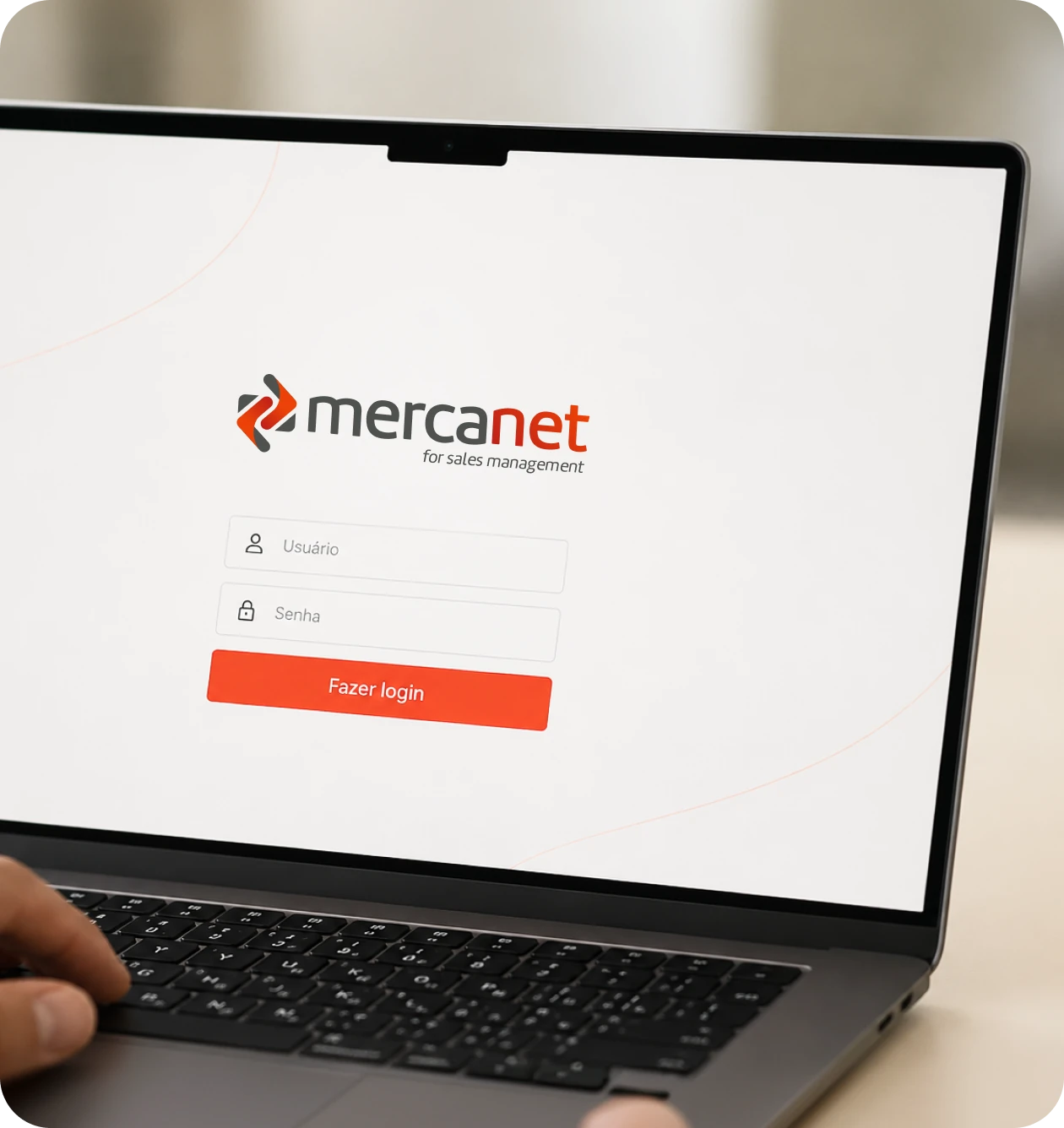 Tela de login do Mercanet em um notebook